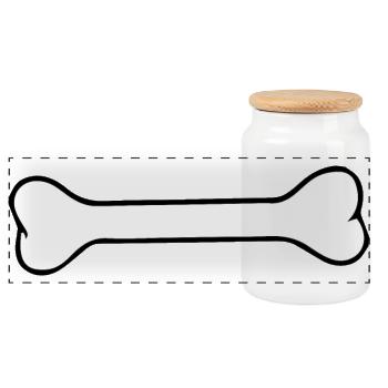 Silhouette d’os de chien Minimaliste noir blanc - Boîte à biscuits avec couvercle en bois - blanc - Devant