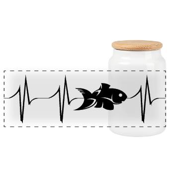 Fisch Herzschlag Meer Tiere Puls Illustration Logo - Panorama Keksdose mit Holzdeckel - Weiß - Vorne
