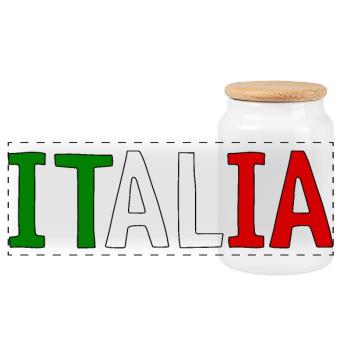 Italia - Boîte à biscuits avec couvercle en bois - blanc - Devant