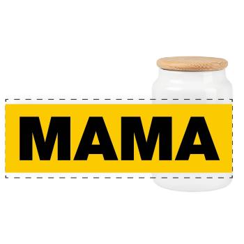 Mom - Panoramic Cookie Jar with Wooden Lid - white - Front