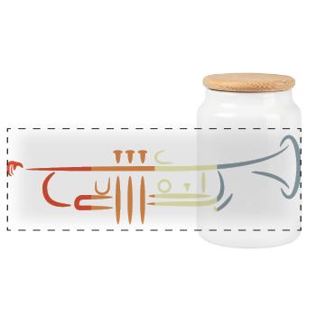 Dessin de trompette Vintage - Boîte à biscuits avec couvercle en bois - blanc - Devant
