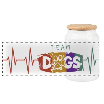team dogs herzschlag puls Symbol Hund Hunde Symbol - Panorama Keksdose mit Holzdeckel - Weiß - Vorne