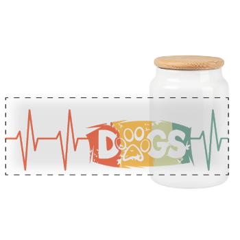 Pulse chiens signe logo rétro vintage battement de coeur - Boîte à biscuits avec couvercle en bois - blanc - Devant