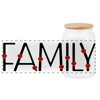 Family - Panoramic Cookie Jar with Wooden Lid - white - Front