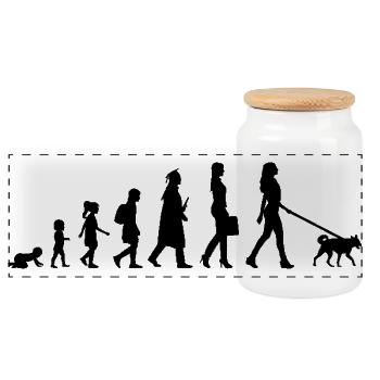 Development of a dog owner - Panoramic Cookie Jar with Wooden Lid - white - Front