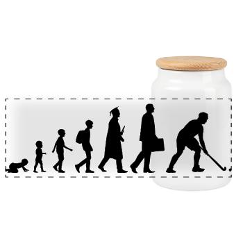 Development of field hockey - Panoramic Cookie Jar with Wooden Lid - white - Front