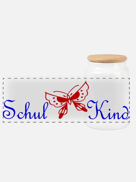 Schulkind Schmetterling - Panorama Keksdose mit Holzdeckel - Weiß