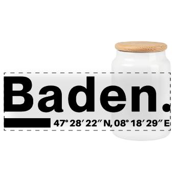 Baden Koordinaten Aargau Aargauer Aargauerin - Panorama Keksdose mit Holzdeckel - Weiß - Vorne