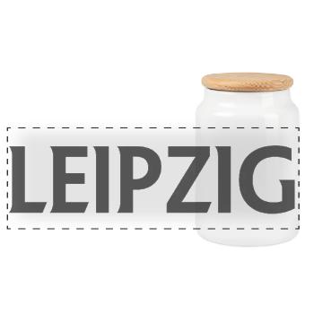 Leipzig – Allemagne Textdesign - Boîte à biscuits avec couvercle en bois - blanc - Devant