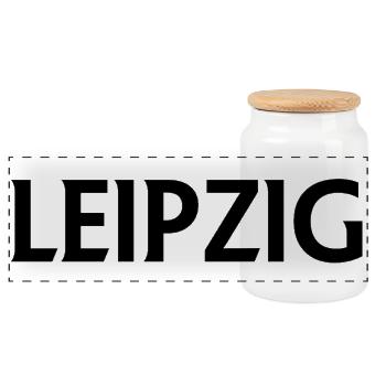Leipzig – Allemagne Textdesign - Boîte à biscuits avec couvercle en bois - blanc - Devant