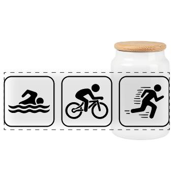Icônes du triathlon Sport - Boîte à biscuits avec couvercle en bois - blanc - Devant
