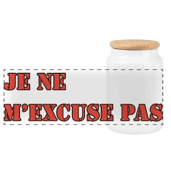JE NE M’EXCUSE PAS - Boîte à biscuits avec couvercle en bois - blanc - Devant