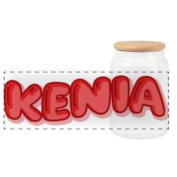 Kenya - Panoramic Cookie Jar with Wooden Lid - white - Front