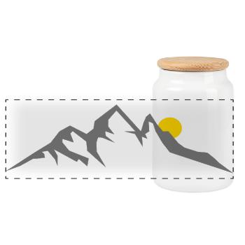 Mountain Nature Mountains - Panoramic Cookie Jar with Wooden Lid - white - Front
