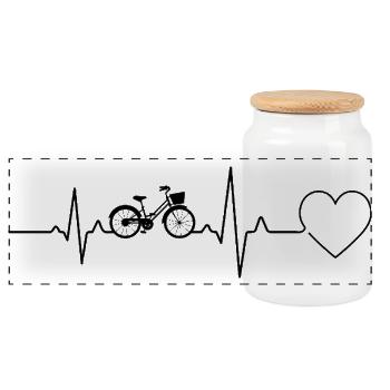 Fahrrad Herzschlag Heartbeat - Panorama Keksdose mit Holzdeckel - Weiß - Vorne