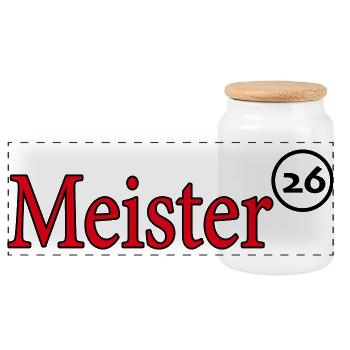 Meister 2026 Meisterschaft - Panorama Keksdose mit Holzdeckel - Weiß - Vorne