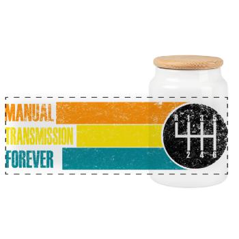 Manual Transmission Forever - Panoramic Cookie Jar with Wooden Lid - white - Front