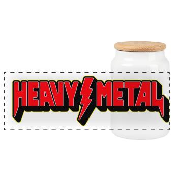 Heavy Metal 3D Logo - Panoramic Cookie Jar with Wooden Lid - white - Front