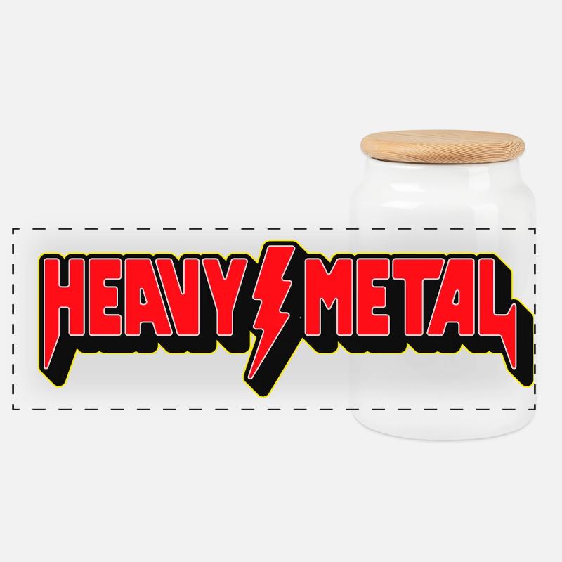 Heavy Metal 3D-Logo - Panorama Keksdose mit Holzdeckel - Weiß