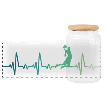 Basketball-Heartbeat-Basketballspieler - Panorama Keksdose mit Holzdeckel - Weiß - Vorne