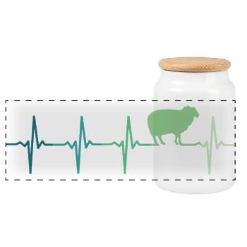 Sheep heartbeat Sheep Sheep - Panoramic Cookie Jar with Wooden Lid - white - Front