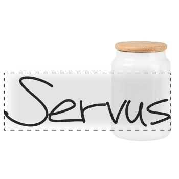Servus – Bayerisches Textdesign für Shirts & mehr - Panorama Keksdose mit Holzdeckel - Weiß - Vorne