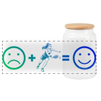Geschenkidee für Pickleball Fan mit Pickleball Fan - Panorama Keksdose mit Holzdeckel - Weiß - Vorne