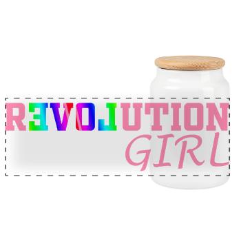 Revolution Girl - Panoramic Cookie Jar with Wooden Lid - white - Front
