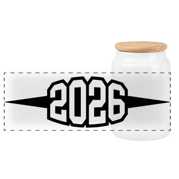 2026 Jahr - Panorama Keksdose mit Holzdeckel - Weiß - Vorne