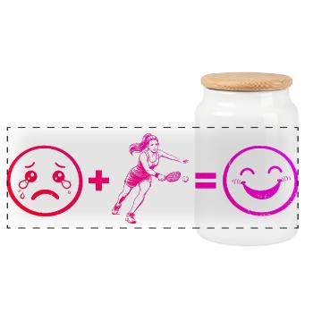 Pickleball athlete design for pickleball game fans - Panoramic Cookie Jar with Wooden Lid - white - Front