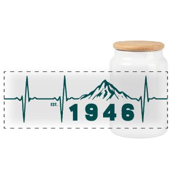 Sunset Retro 80 Years Octogenarian Birthday 1946 - Panoramic Cookie Jar with Wooden Lid - white - Front