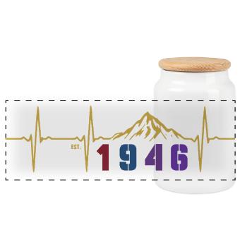 Vintage-Blumen 80 Jahre Achtzigjähriges Geschenk 1946 - Panorama Keksdose mit Holzdeckel - Weiß - Vorne