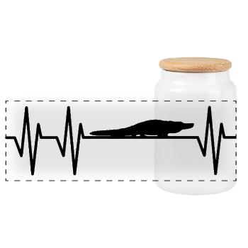 Alligator Heartbeat - Panoramic Cookie Jar with Wooden Lid - white - Front
