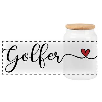 Golfer - Panorama Keksdose mit Holzdeckel - Weiß - Vorne