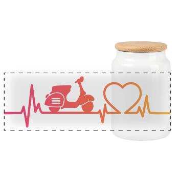 Sunset Motor Heartbeat Roller - Panorama Keksdose mit Holzdeckel - Weiß - Vorne