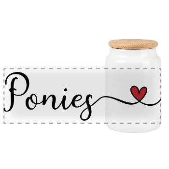 Ponies Heart - Panoramic Cookie Jar with Wooden Lid - white - Front
