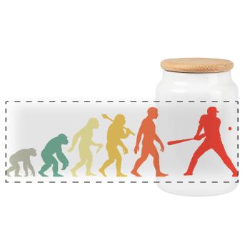 Baseball Evolution Baseballspieler Batter Retro - Panorama Keksdose mit Holzdeckel - Weiß - Vorne