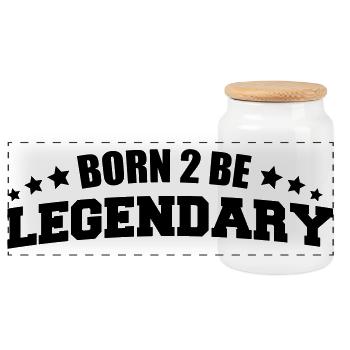 Born to be Legendary - Panoramic Cookie Jar with Wooden Lid - white - Front