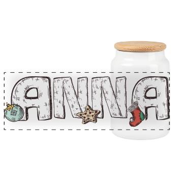 Anna Weihnachten  - Panorama Keksdose mit Holzdeckel - Weiß - Vorne