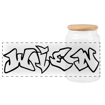 Vienna - Panoramic Cookie Jar with Wooden Lid - white - Front