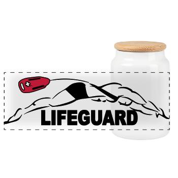 Lifeguard sauveteur aquatique - Boîte à biscuits avec couvercle en bois - blanc - Devant