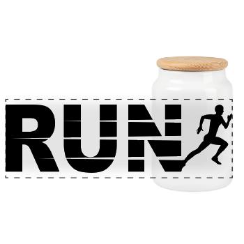 Run, course à pied, jogging, marathon - Boîte à biscuits avec couvercle en bois - blanc - Devant
