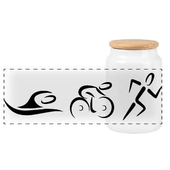 Triathlon - Panorama Keksdose mit Holzdeckel - Weiß - Vorne