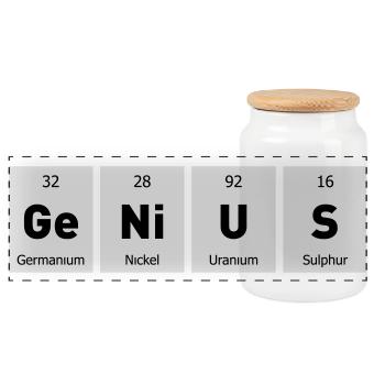 Genius Nerd Geek - Panorama Keksdose mit Holzdeckel - Weiß - Vorne