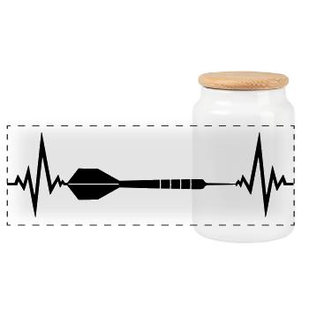 cool frequency heartbeat pulse logo text play there - Panoramic Cookie Jar with Wooden Lid - white - Front