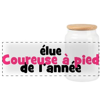 Running / Jogging / Run / Trail / Sport - Panoramic Cookie Jar with Wooden Lid - white - Front