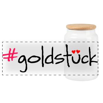 #goldstück - Panorama Keksdose mit Holzdeckel - Weiß - Vorne