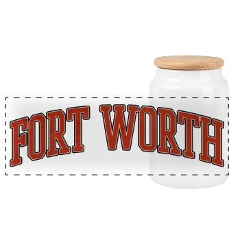 Arche de l’Université de Fort Worth - Boîte à biscuits avec couvercle en bois - blanc - Devant