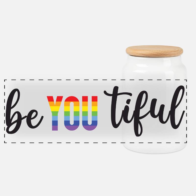 Pride Month LGBT - BeYOUTiful - Panorama Keksdose mit Holzdeckel - Weiß