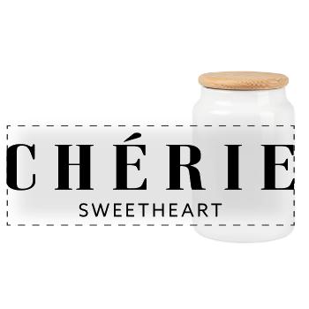 Cherie Chérie - Boîte à biscuits avec couvercle en bois - blanc - Devant